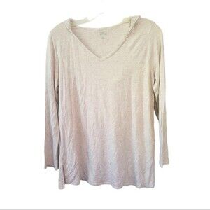 Market & Spruce Cream Oatmeal Jersey Knit Pullover Hoodie Size Large